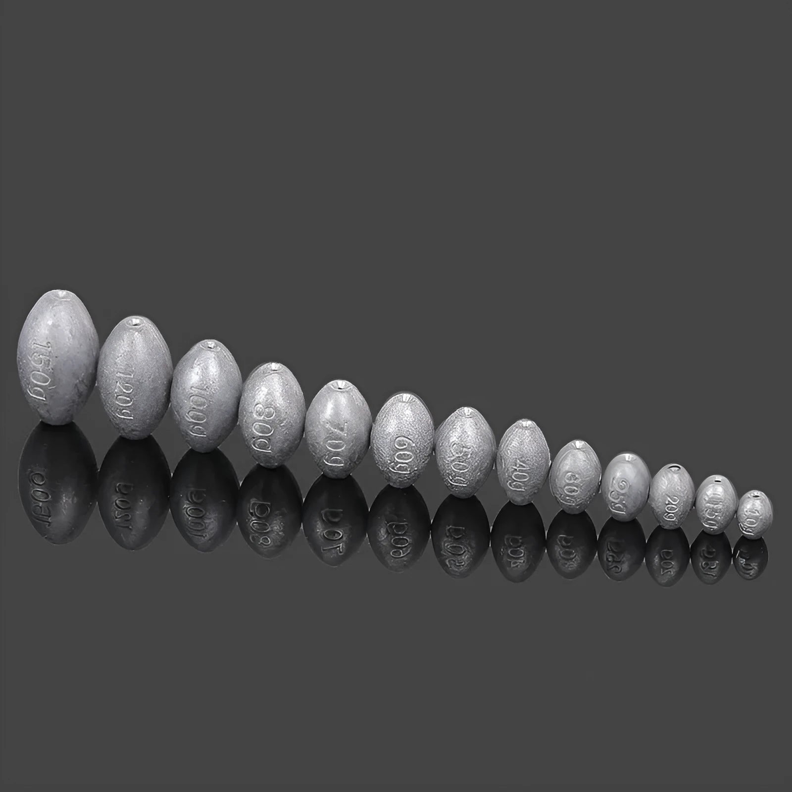 Tongxin olive-shaped rugby lead sinker for sea fishing with scale texture, showing plastic core construction.