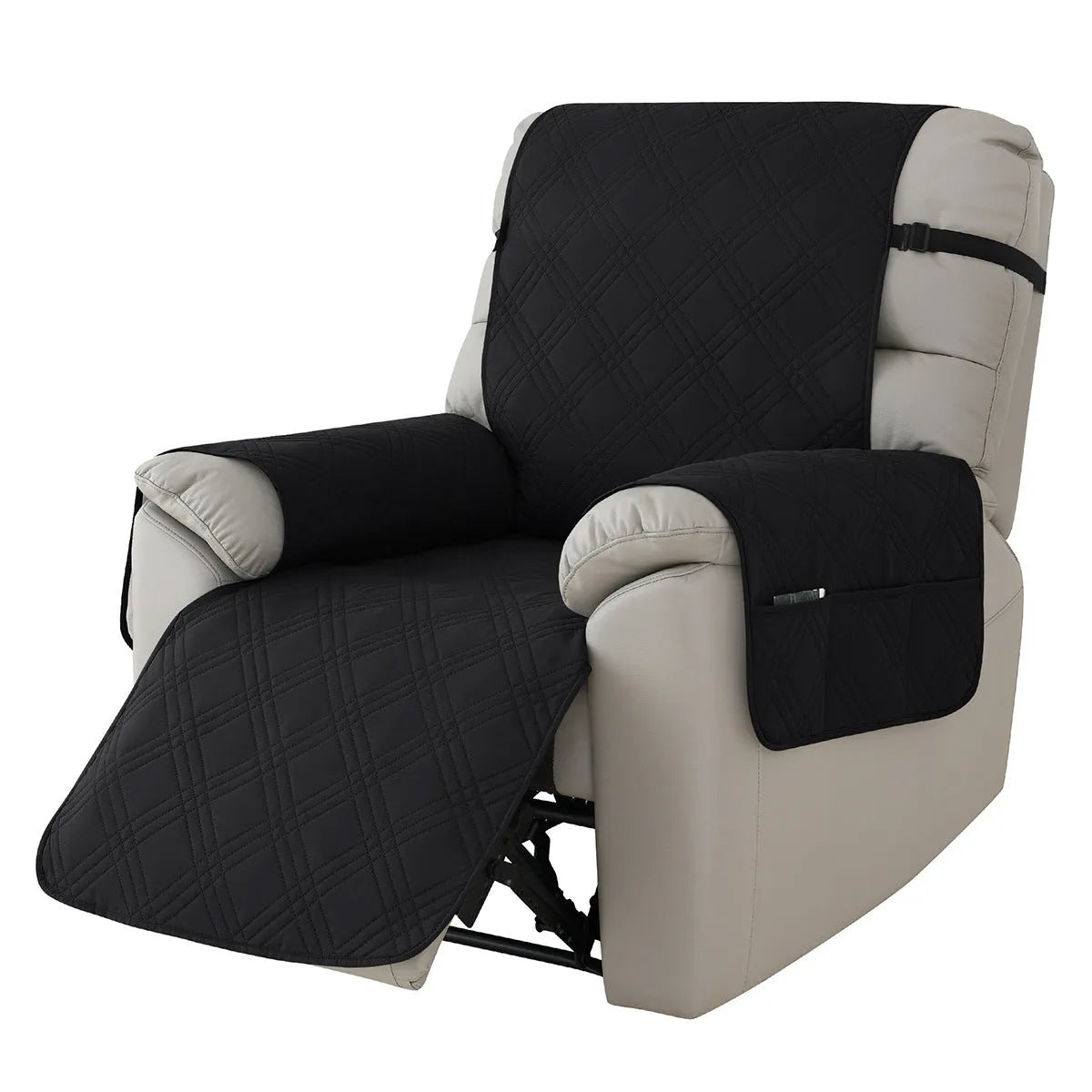 Quilted burgundy sofa cover on a Chivas massage chair