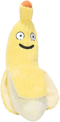 Yellow banana-shaped cat toy with crinkle paper and catnip for indoor cat play