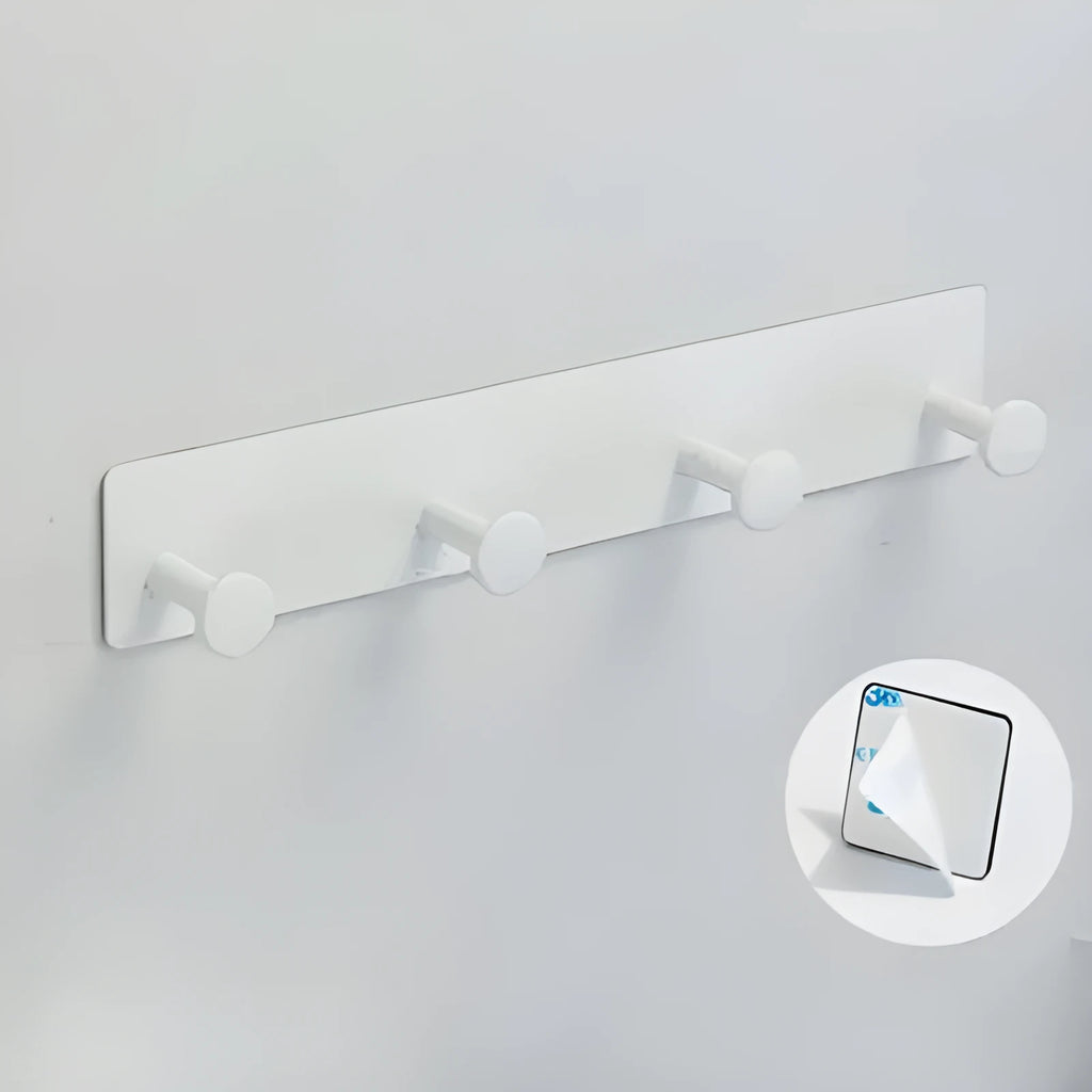 Screwless iron wall hook with mushroom design in three sizes for shower doors, with black and white tape options.