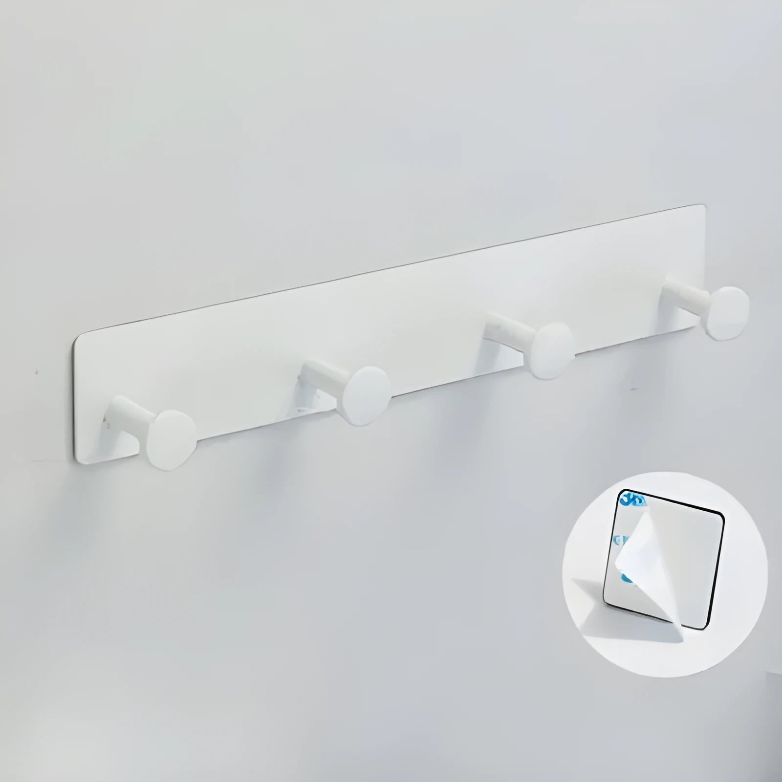 Screwless iron wall hook with mushroom design in three sizes for shower doors, with black and white tape options.