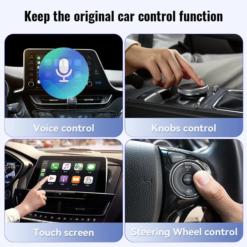Black mini CarPlay USB wireless data adapter with 26×55×13mm compact ABS PC construction