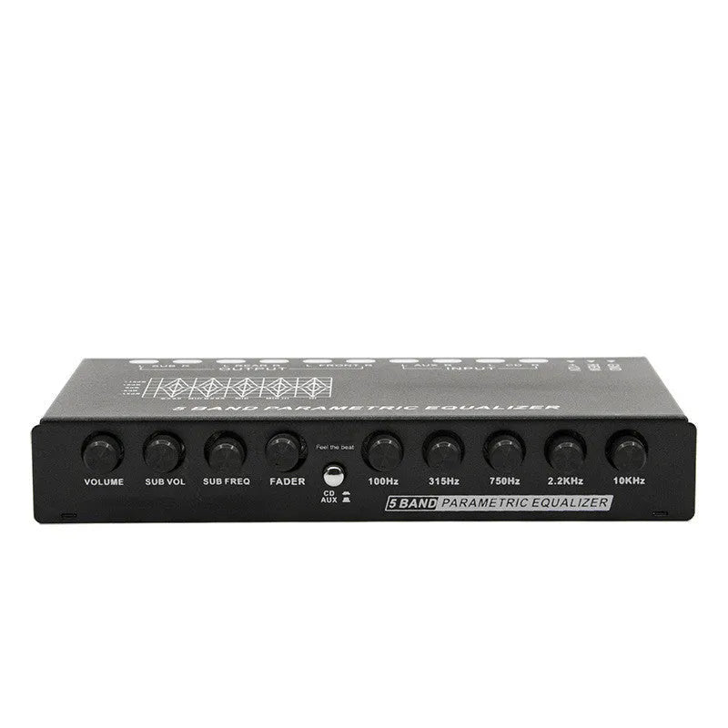 Car audio EQ frequency division amplifier with control panel for subwoofer adjustment