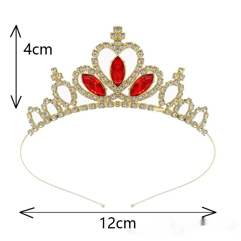 Gold and silver alloy princess crown headdress with coloured gemstones for girls birthday parties