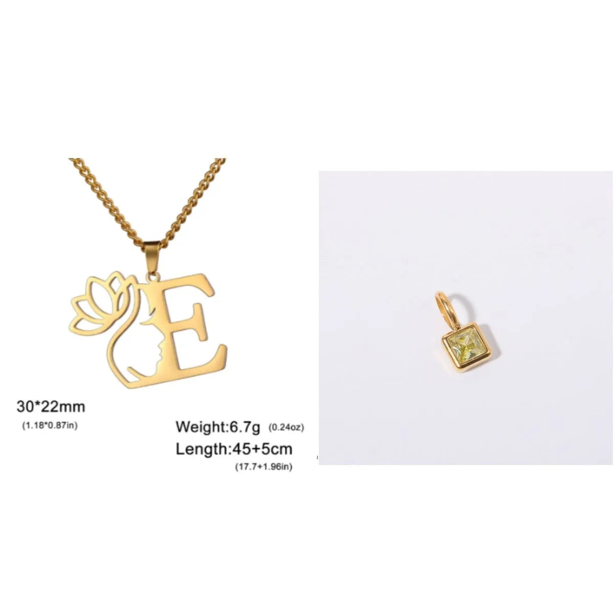 Stainless steel cross chain necklace with electroplated finish shown in gold and silver colour options