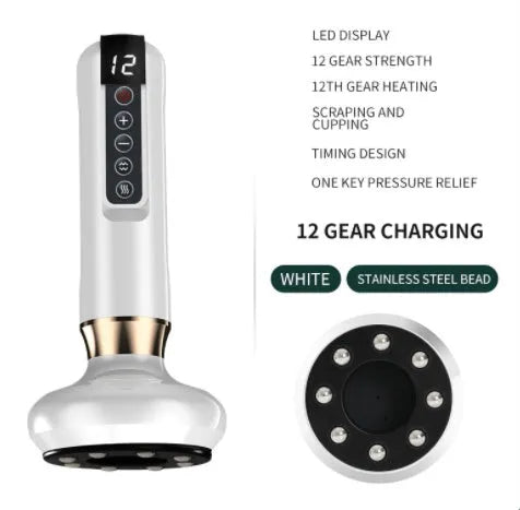 Green electric vacuum cupping massager with USB charger and essential oil head
