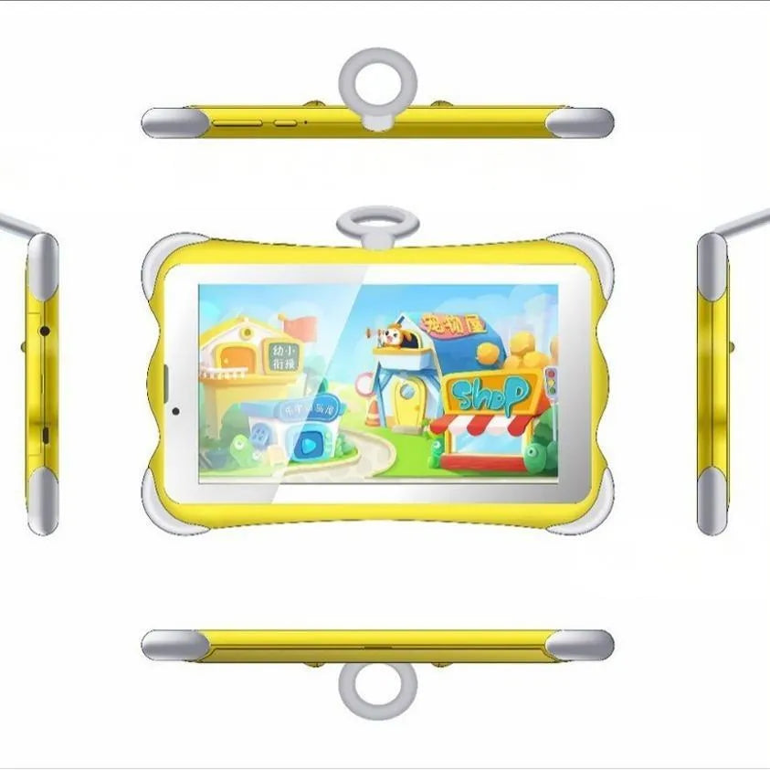 7-inch children's learning tablet in bright cartoon colours with protective stand and 3G calling capability