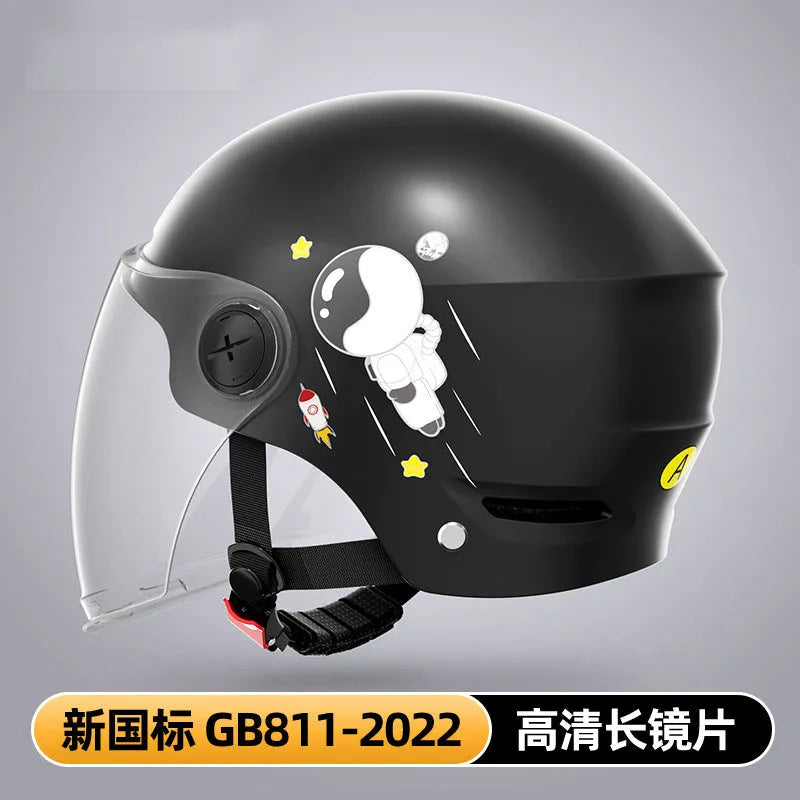 Men's and women's electric motorcycle half helmet in khaki colour with sun protection short glasses