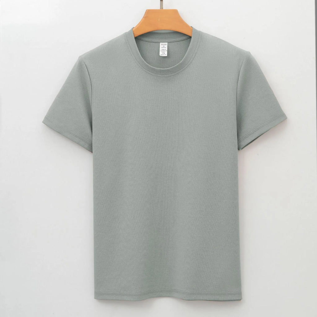 Men's antibacterial quick-dry short sleeve t-shirt in solid colour