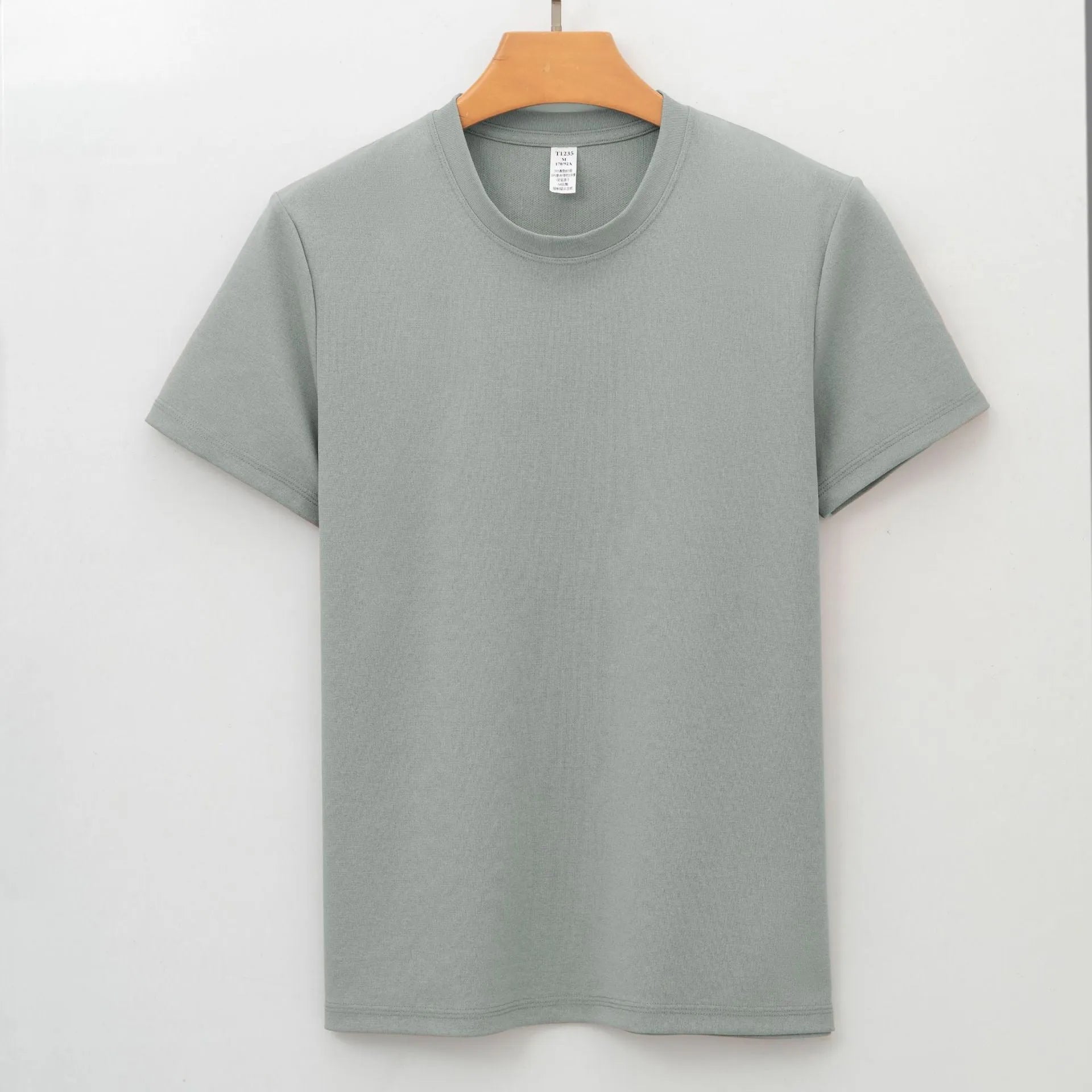 Men's antibacterial quick-dry short sleeve t-shirt in solid colour