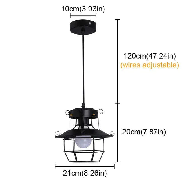 Retro iron droplight lantern with single head design for corridor and restaurant lighting