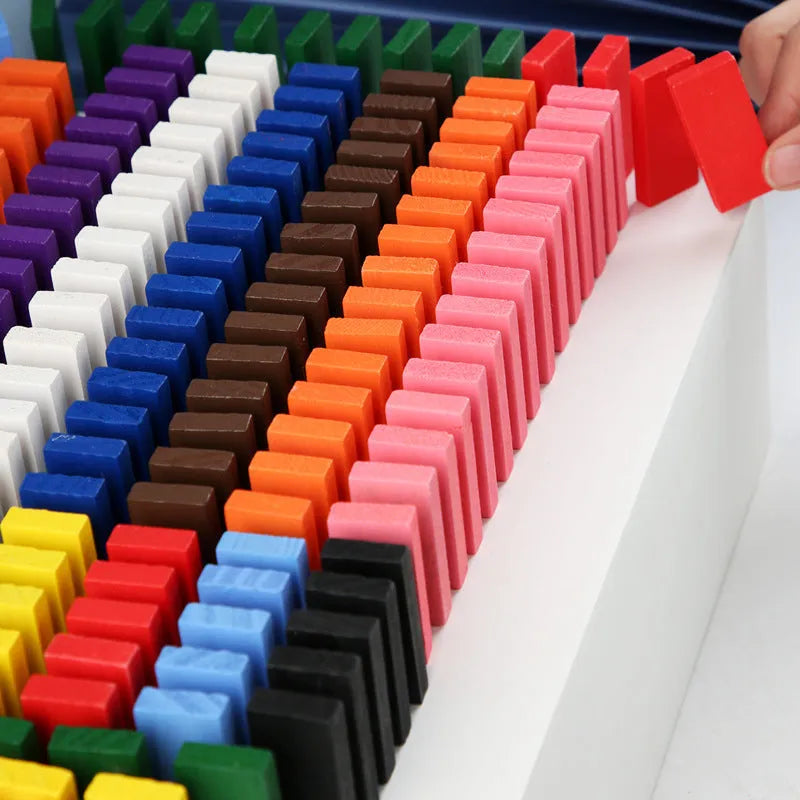 120-piece wooden rainbow domino blocks in 12 colours with pine wood construction