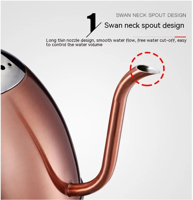 Automatic stainless steel kettle with touch controls in gold colour showing 1.0 litre capacity markings