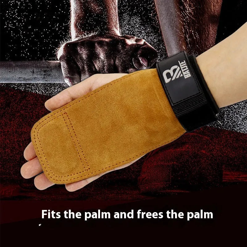 Brown fitness wrist protector bands for pull-up and bar workout hand protection