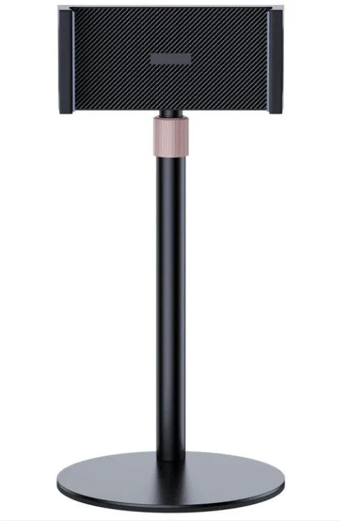 Adjustable metal tablet bracket with telescopic arm extended to maximum 200mm height