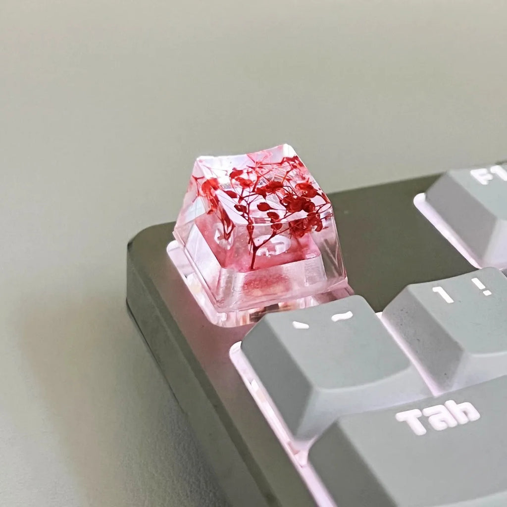 Green high-transparency resin keycap with starry sky design for mechanical keyboards