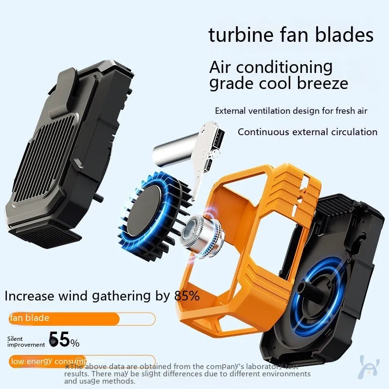 Green wrist hanging personal fan with light and USB charging port, shown with silicone neck strap.