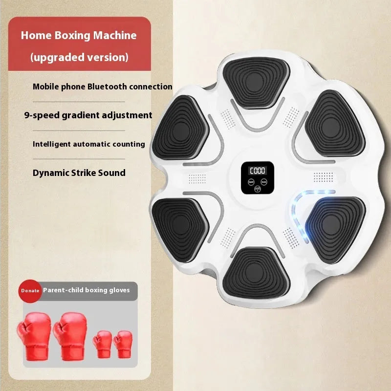 Smart music boxing wall target with electronic display and gloves