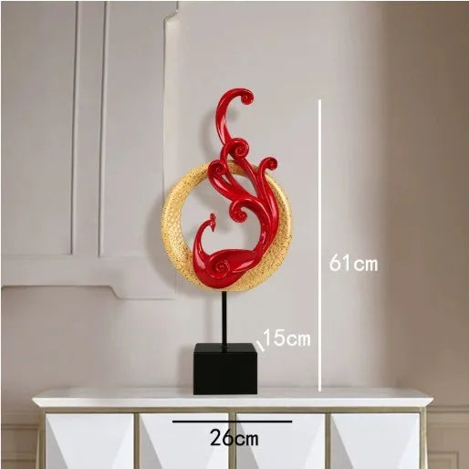 European style synthetic resin phoenix ornament in rose gold, red or silver