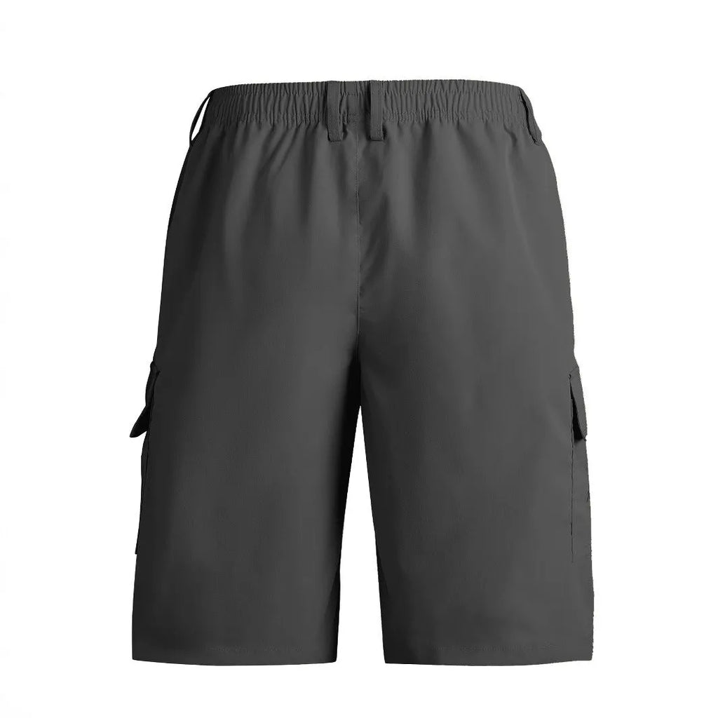 Straight cut casual shorts in polyester with micro elasticity, shown in black colour