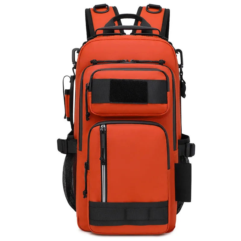 Orange and black outdoor hiking backpack with 20-35 litre capacity