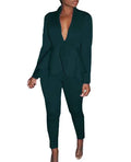 Ruffled air layer business shirt and pencil pants uniform set in multiple colour options