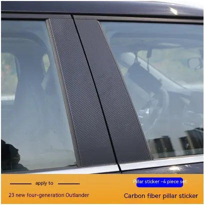 Pre-cut bright black and carbon fibre pattern vinyl films for 2023 Outlander window pillars.