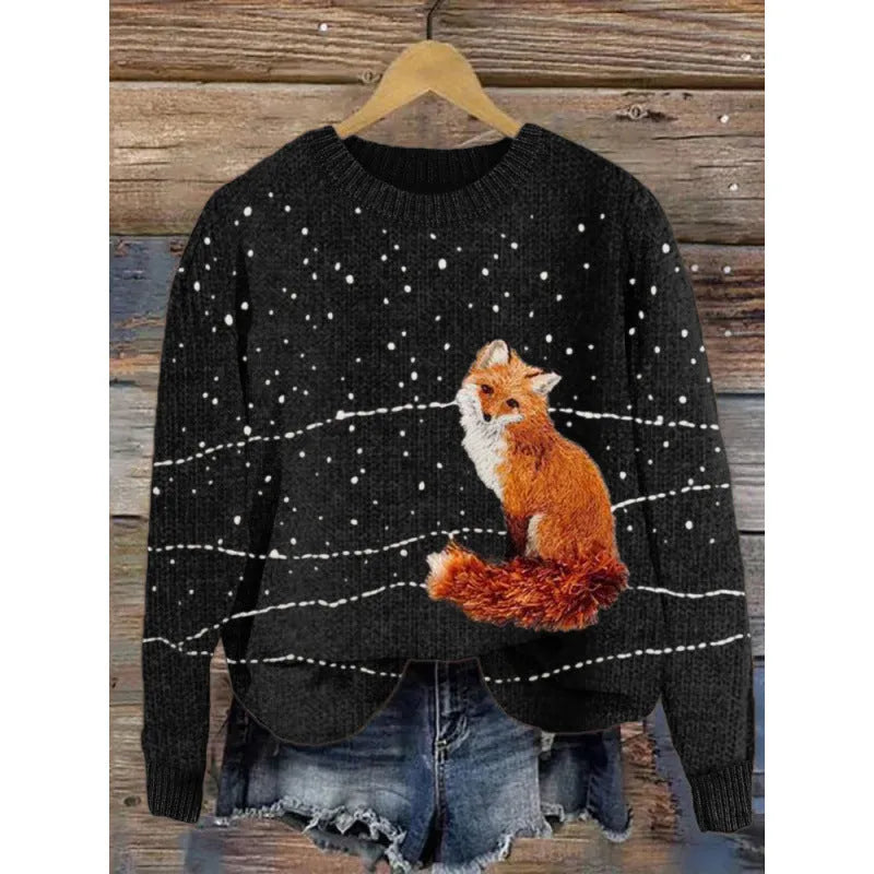 Digital printed round neck sweater showing Little Flower pattern in various colour options