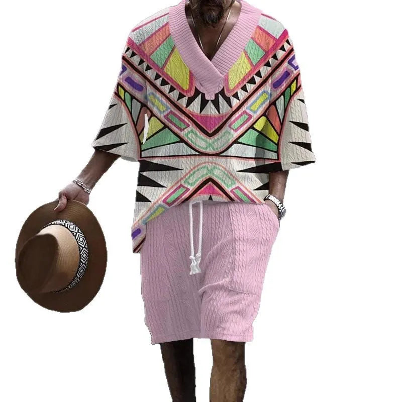 Loose fitting casual short sleeve suit set in various colours