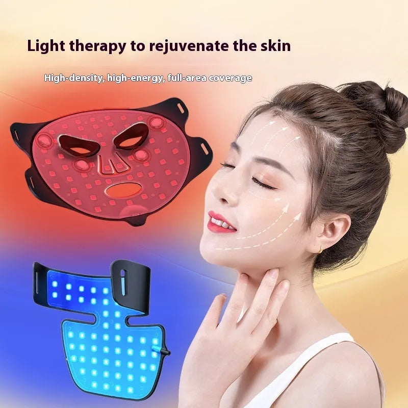 Black LED photon mask for facial and neck light therapy treatment with four-colour system