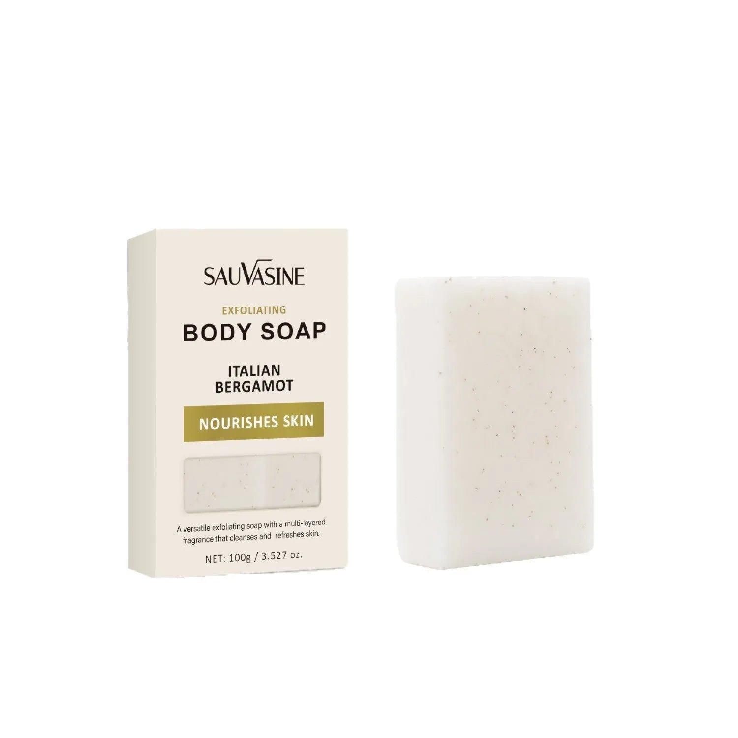 Exfoliating body soap bar for deep cleansing and moisturising with SWX-A386 classification
