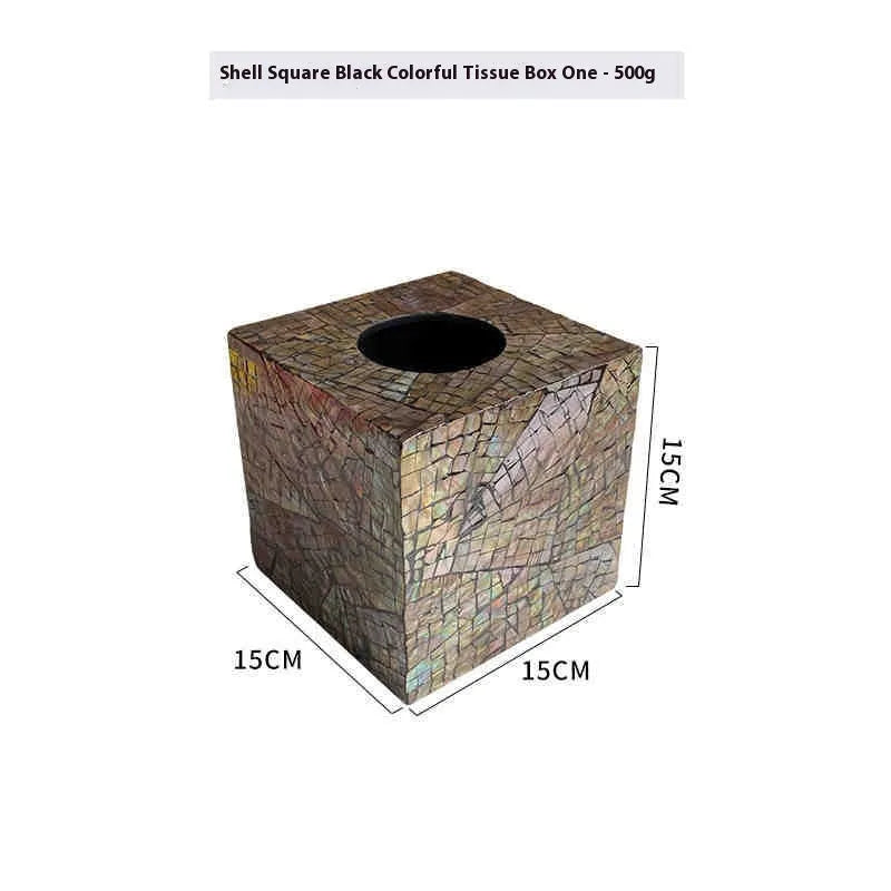 Black natural shell tissue box for coffee table decoration and storage