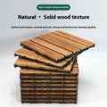 Square camphor pine wood floor tiles with interlocking edges for balcony use.