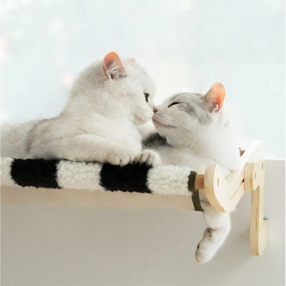Wooden cat hanging bed in black and white colour 60x21.5x39.5cm