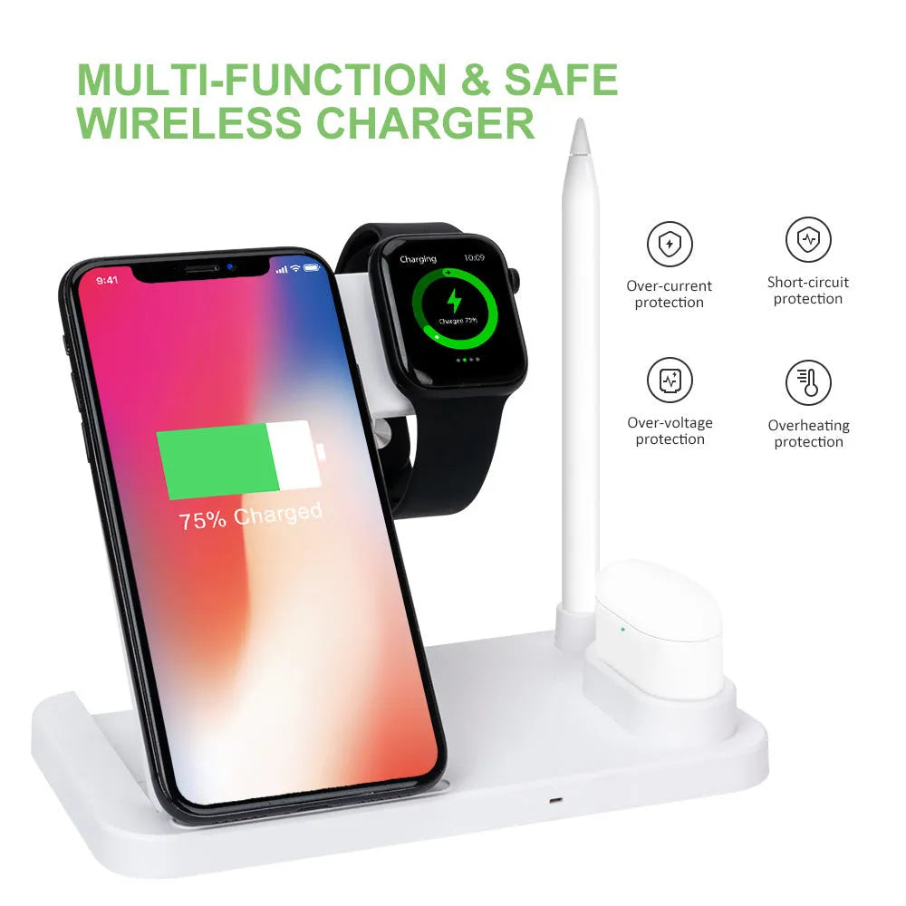 Folding 15W wireless charger in vertical stand position charging iPhone with magnetic case