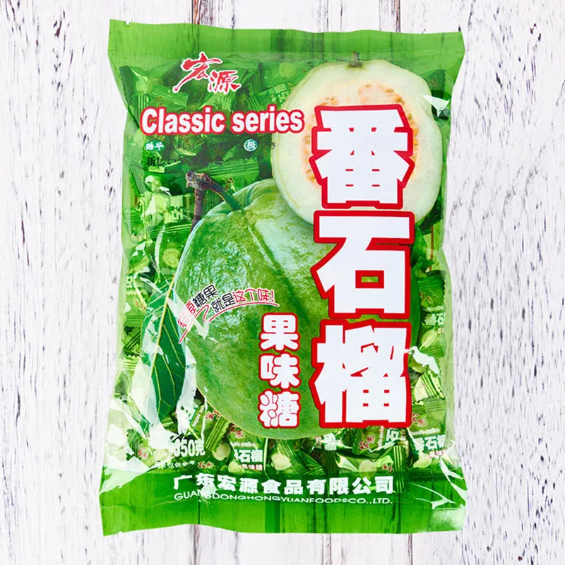 Guava plum tangerine hard candy assortment bag with three fruit flavours totalling 1055g