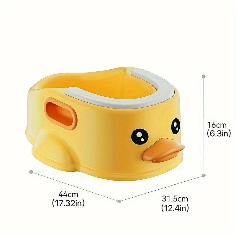 Blue PVC duck-shaped bathtub for washing dogs and cats on a bathroom floor.