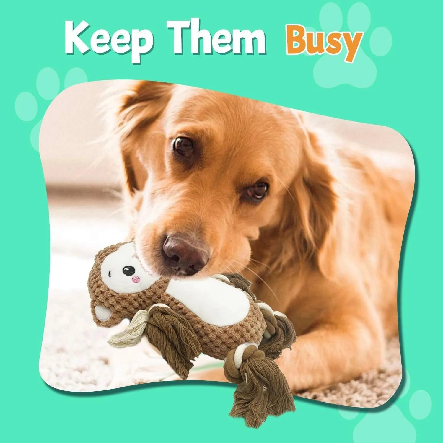 Monkey and lion plush squeaky dog toys bundle with stuffing-free construction for medium large dogs
