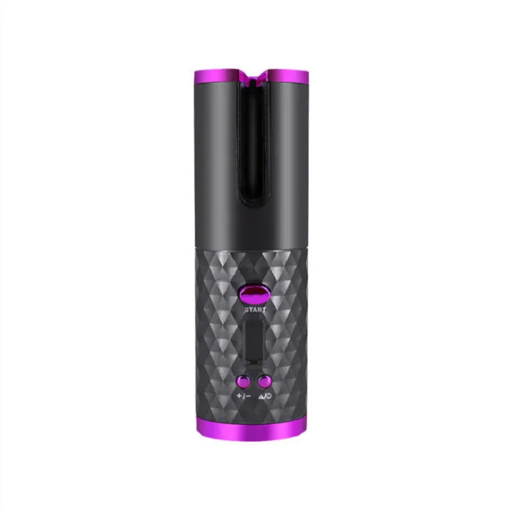 Portable USB charging curling iron with gold ceramic barrel in white, pink, or grey