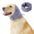 Dog wearing calming hoodie with ear covers in soft polyester fabric