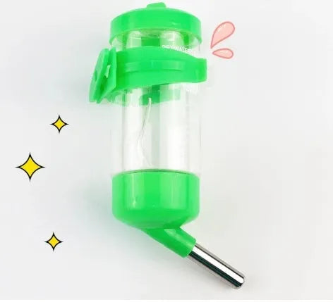 Green plastic ball kettle water feeder for small pets on a white background.
