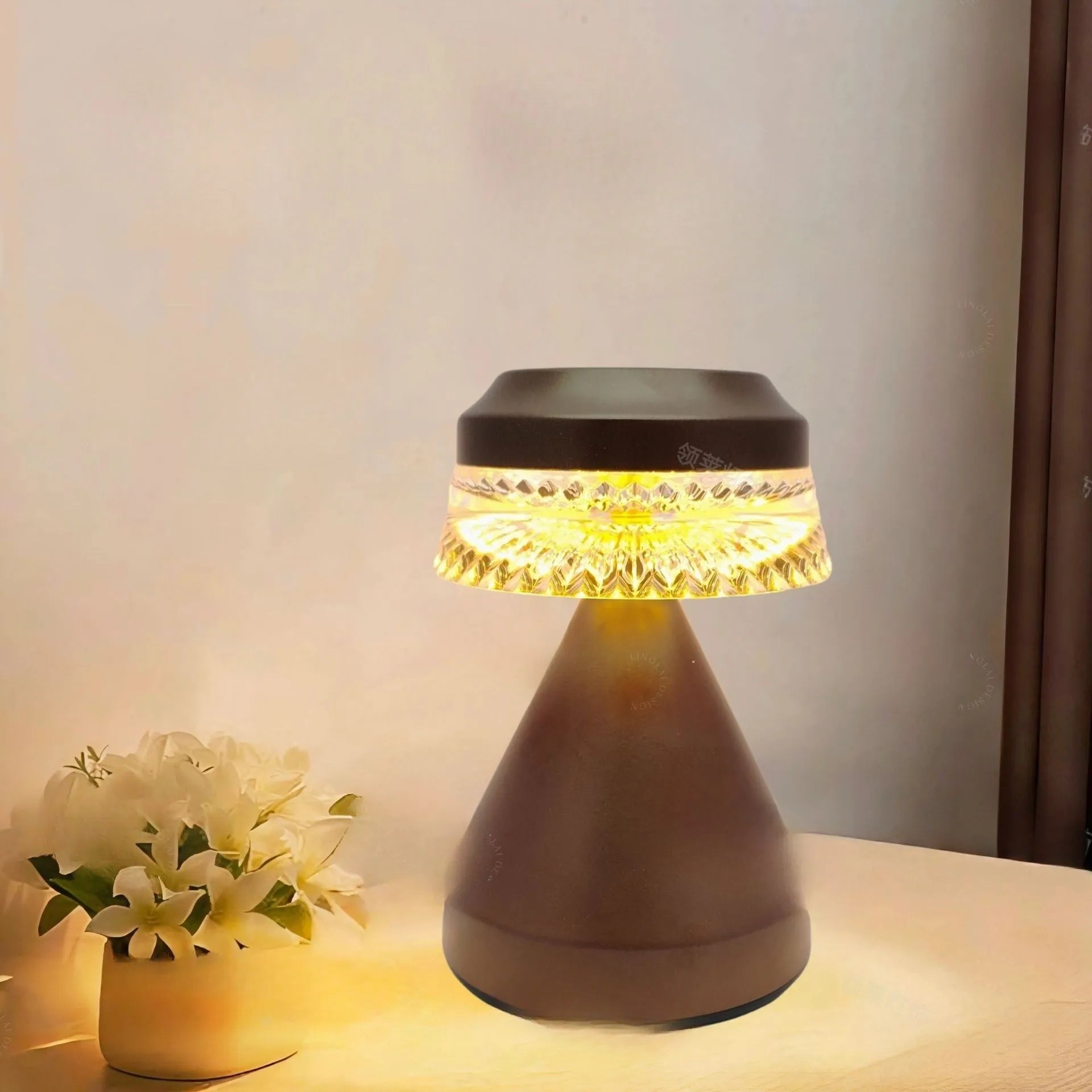 Creative bedside LED charging night lamp in black, brown, or orange with USB cable