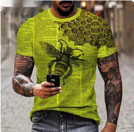 Men's black t-shirt with a fierce 3D lion head print on the front.