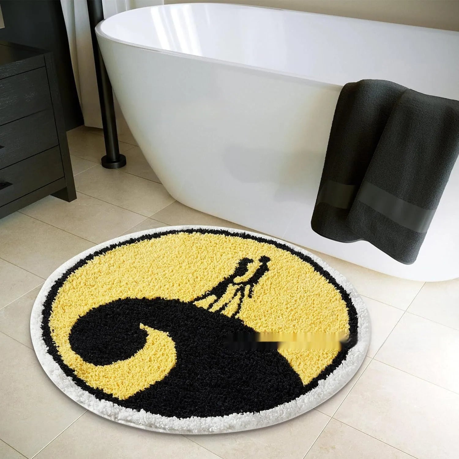 Christmas-themed polyester carpet with printed festive design in square format