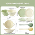 7-piece ceramic tableware set with solid colour design and modern simplicity style