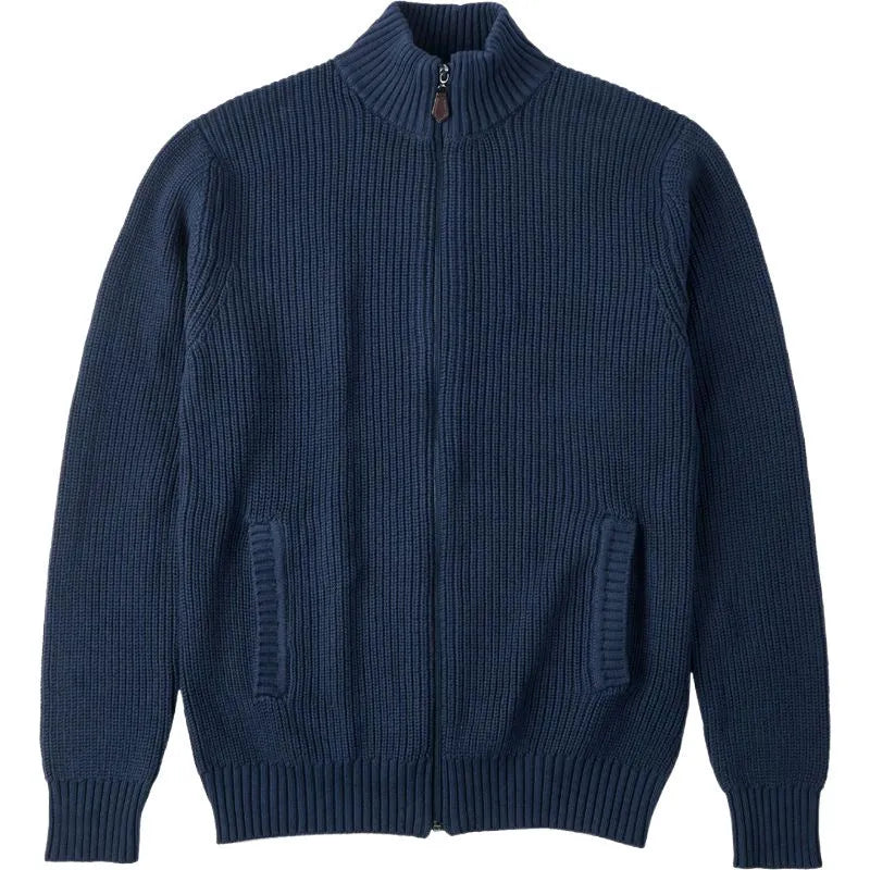 Men's half-high collar spandex cardigan with batwing sleeves in sapphire blue