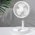 Black portable telescopic folding fan extended to full height with control panel visible