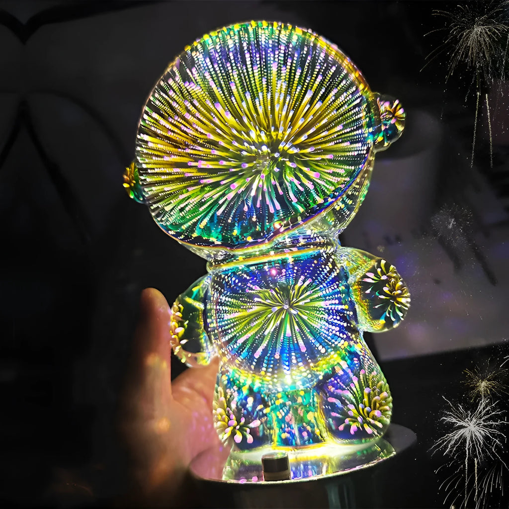 Fireworks astronaut 3D stereo glass table lamp with USB charging