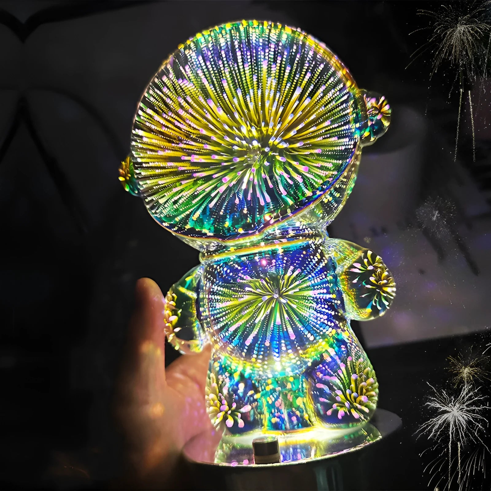 Fireworks astronaut 3D stereo glass table lamp with USB charging