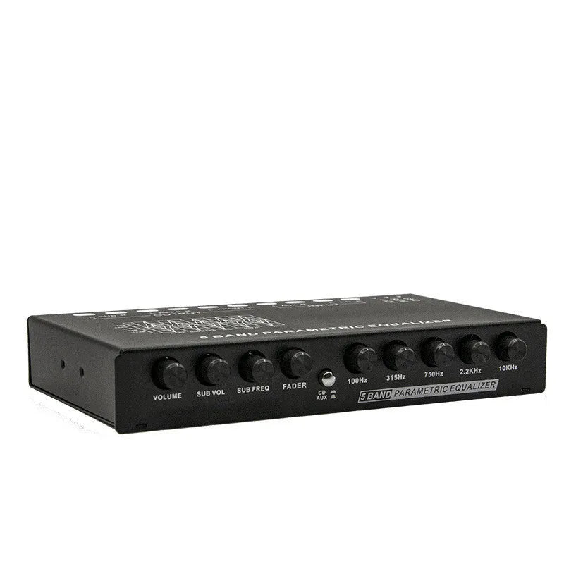 Car audio EQ frequency division amplifier with control panel for subwoofer adjustment